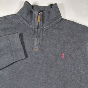 Polo Ralph Lauren 1/4 Zip Mock Neck Pullover Sweatshirt Mens XXL 2XL Red Pony